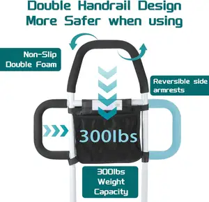 노인용 침대 레일 안전-모션 라이트 및 수납 포켓 노인용 침대 안전 레일 포함