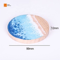 Sous-verres en bois au design moderne, personnalisables, en gros pour OEM, avec art vague en résine époxy et gravure laser, supports et bases vierges personnalisables