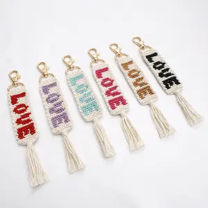 Trendy Tassel Keychain Couple Gift Keychain Bohemian Gift Engagement Gift Bridal Letters for Keychains