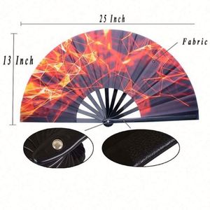 Holographic 33cm Nylon-Cloth Foldable <b>Fan</b> <b>Large</b> Reflective Bamboo Holding for Festival Party Performance Handmade Bamboo Crafts - Product Image 2