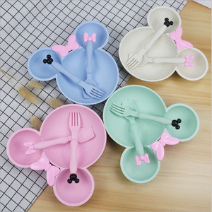 Grand ensemble de 3 assiettes pour bébé en forme de <span class=keywords><strong>Minnie</strong></span> Mouse, en bambou, avec fourchette et cuillère - Product Image 3