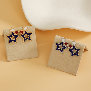 Pendientes de Moda para el Día de la Independencia Americana, Estrella Roja, Blanca y Azul, Pendientes de Estrella Audaces, Brillantes y Elegantes, Pendientes Patrióticos - Product Image 4