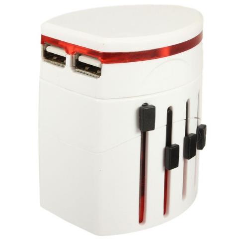 Универсальный адаптер для путешествий, адаптер все в одном по всему миру, зарядное устройство, переходник с двумя USB-портами для Австралии, США, ЕС, Великобритании