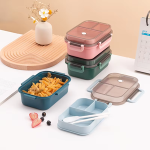 Portable Sealed Lunch Box 2Tier Lattice Microwave Available Heating Student Office Staff Fruit Food <b>Containers</b> with Forks Spoons - Product Image 2