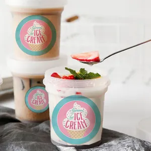 Trasparente super trasparente IML etichetta durevole logo personalizzato stampato contenitore per vasca in pp confezione tazza per gelato in plastica