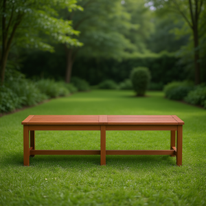 Panca da giardino in legno massello di acacia, 59,1 pollici, marrone, mobili da esterno resistenti, design rustico e moderno - Product Image 2