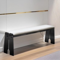 Banc long en acrylique style crème, minimaliste et luxueux, pour entrée, couloir, idéal pour changer de chaussures et se reposer à la maison