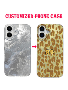 <span class=keywords><strong>Coque</strong></span> de téléphone <span class=keywords><strong>personnalisée</strong></span> imprimé léopard avec <span class=keywords><strong>initiales</strong></span>, 1 pièce, personnalisation feuille d'argent, peinture UV, support TPU - Product Image 1