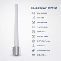 Antena WiFi Omnidireccional MIMO de 12dBi, 5150-5850MHz, RP-SMA, Antena Exterior de Fibra de Vidrio para Router AP, Cobertura Inalámbrica