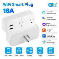Prise intelligente US 16A avec contrôle Wi-Fi via application, surveillance de la consommation, minuterie, compte à rebours, contrôle vocal par groupe, mémoire de coupure de courant, compatible Alexa