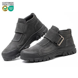 Botas de Trabajo de Cuero de Gamuza Resistentes al Calor al por Mayor, Botas de Seguridad con Puntera de Acero Antiaplastamiento y Antipinchazos para la Construcción - Product Image 1
