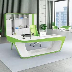 Schreibtisch meja kantor eksekutif mewah, set meja kantor ceo putih, furnitur komersial