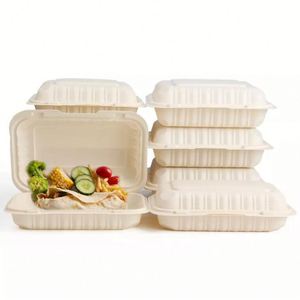 Venta Directa de Fábrica, Lonchera Desechable de Polipropileno Blanca y Negra Tipo Concha, para Catering, Contenedores de Alimentos con Bisagras Ecológicos - Product Image 3