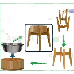Comedero grande de madera para perros, soporte alto de madera para comida de mascotas, soporte desmontable de madera maciza para cuencos de comida para perros - Product Image 4
