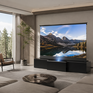 PerfecTisan Mueble para TV Láser Negro Todo en Uno de 120 Pulgadas para Proyector de Tiro Ultra Corto (UST) con Pantalla ALR Ascendente desde el Suelo - Product Image 6