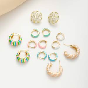 Orecchini a Cerchio Piccoli in Smalto Personalizzati, Colorati e alla Moda, <span class=keywords><strong>Stile</strong></span> Minimalista per Uso Quotidiano Femminile - Product Image 1