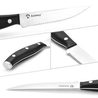 Ensemble de 6 couverts à steak en acier inoxydable, couteaux à steak dentelés tranchants, écologiques, argentés, pour 6 personnes