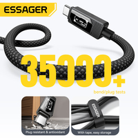 Câble USB-C tressé ESSAGER ES-X74 6 pieds 3 pieds 1 m Charge rapide 100 W 2 m 5 A USB-C vers USB-C avec affichage LED pour ordinateur portable téléphone