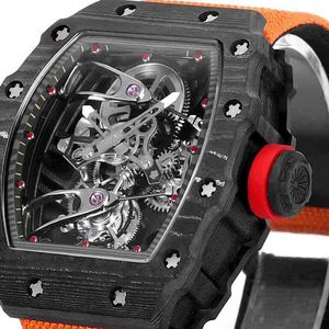 Reloj de Pulsera Mecánico de Cuerda Manual con Tourbillon Flotante en Forma de Barril de Carbono Completo 27-02, Cronógrafo Grand Prix para Hombre - Product Image 3