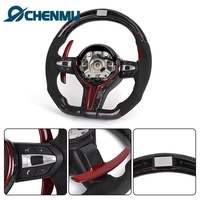 Volant LED en fibre de carbone forgée rouge et simili daim pour BMW F10 F30 F18 F20 F80 F46 F35 F32 F22 F23 F44 F45, compatible OBD Plug and Play