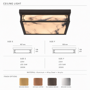 Luxury Rectangular Faux Marble <b>Ceiling</b> <b>Light</b> Art Deco Flush Mount LED Lamp for Bedroom Hallway Hotel Villa OEM ODM - Product Image 4