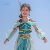 Costume de princesse Aladdin pour filles Hidehanky, ensemble deux pièces, haut court, pantalon lanterne, manches détachables, voile, vente en gros pour fêtes