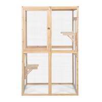 Maison pour chat en bois massif JX Outdoor, avec un grand espace intérieur pour le bricolage, équipée d'une plateforme d'escalade