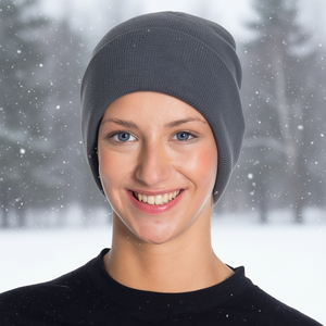 Gorro de Punto Acrílico Color Antracita para Mujer, Suave y Cálido, Accesorio Casual de Invierno - Product Image 2