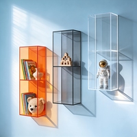 Étagère murale flottante rectangulaire minimaliste moderne en acrylique, finition polie, organisateur de rangement mural pour la maison, multi-usages