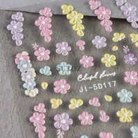 5D coloré fleurs ongles autocollants papillon Rose printemps été Macarone ongles curseurs soulagement Art manucure décalcomanies