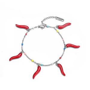 ACEWORKS Pulsera de Cadena Delgada Minimalista Única para Mujer, Acero Inoxidable 316L con Gotas de Esmalte Multicolor, Chapado en Oro, para Fiesta - Product Image 6