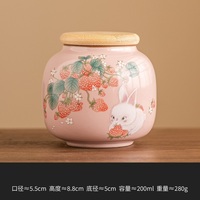 Pot de Salve en Céramique Hermétique Mignon Lapin Fraise pour Cadeaux de Couple