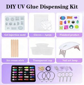 Handmade UV Resin Jewelry Craft <b>Kit</b> Christmas DIY Hard Crystal Clear Epoxy Fast Curing <b>Silicone</b> <b>Molds</b> Pendants Earrings Glitter - Product Image 3