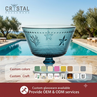 Verre à glace en verre gaufré bleu CRYSTAL 220ml, bol à dessert étoile de mer pour pudding, yaourt, milkshake, maison, restaurant
