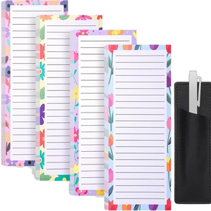 Paquete de 4 Blocs de Notas Magnéticos Autoadhesivos de 200 Hojas, Portaplumas para Refrigerador, Lista de Compras, Notas Magnéticas - Product Image 1