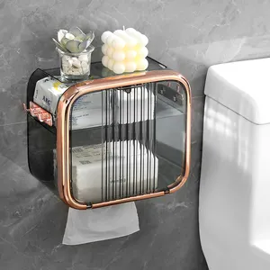 Double-layer New Wall-mounted Plastic Tissue Box Waterproof Toilet Paper Holder