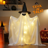 Lampe LED Lumineuse Fantôme avec Chapeau de Sorcière pour Halloween – Décoration de Scène pour Bar, Magasin, Porche, Fête, Accessoire Photo