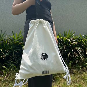 Fashionable Casual <b>Canvas</b> Backpack Unisex Organic Cotton <b>Canvas</b> <b>Back</b> <b>Pack</b> Custom Logo Printed White Cotton Backpack - Product Image 5
