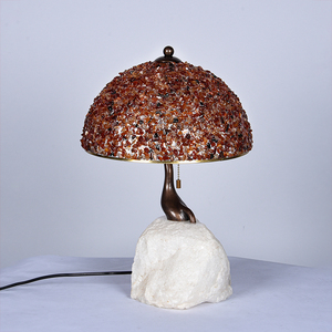 Jade & Agate Mosaic Ceramic <b>Table</b> Lamp with Natural White Marble Base Luxury <b>Bedside</b> Lamp Home Decor - Product Image 4