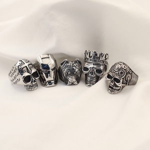 Cincin tengkorak punk Gotik pria dan wanita, cincin tengkorak gaya baru bahan baja tahan karat untuk pria dan wanita - Product Image 3