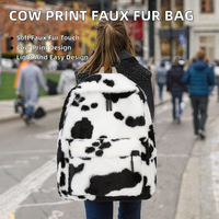 Sac à dos en peluche pour femmes de style coréen, sac à dos décontracté mignon pour l'automne, sac à main en peluche doux pour femmes