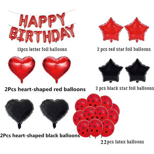 Set <span class=keywords><strong>di</strong></span> Palloncini in Lattice Nero e Rosso a Forma <span class=keywords><strong>di</strong></span> Coccinella, Stella e Cuore in Foil per Feste <span class=keywords><strong>di</strong></span> <span class=keywords><strong>Compleanno</strong></span> per Bambini - Product Image 2