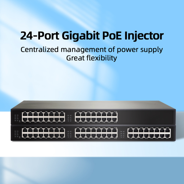 24 Port PoE+ Midspan Injector Rack Mount, IEEE 802.3at/af Gigabit for WiFi 6 AP, CE Certified, Plug & Play for Non-PoE Switch