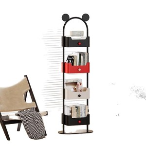 Wan Yusen Four Tier Color Blocked Bookshelf Storage Shelf For Childrens Room Living Room Corner Floor Standing <b>Bookcase</b> - Product Image 5