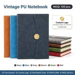 สมุดโน้ตวินเทจ PU แบบด้าน ขายส่ง ปรับแต่งโลโก้ได้ ขนาด A5 OEM <span class=keywords><strong>พร</strong></span>้อ<span class=keywords><strong>ม</strong></span>ตัวล็อคทรงกล<span class=keywords><strong>ม</strong></span>สีทอง <span class=keywords><strong>ม</strong></span>ี 6 สี เห<span class=keywords><strong>ม</strong></span>าะสำหรับเป็นของขวัญสำนักงาน - Product Image 1