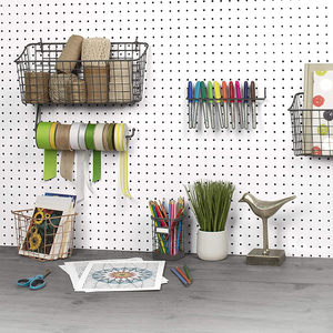 JH-Mech 100% Smooth Iron Electroplating Space Saving Garage Storage Supporter Hanging Laundry Wall Mount SlatWall <strong>Shelf</strong> <strong>Basket</strong> - Product Image 6