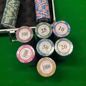 Fiches da <span class=keywords><strong>Poker</strong></span> Monte Carlo da 10g o 14g e 40mm in Clay a Tre Toni a Prezzo Conveniente con Basso MOQ, Logo e Ceramica Personalizzati - Product Image 3