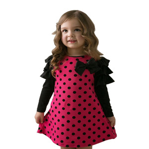 Abito da principessa primavera autunno ragazza con stampa fiocco a pois abbigliamento per bambini - Product Image 1
