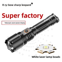 Nouvelle lampe torche LED transfrontalière avec alarme, sortie USB, portée de 500 m, zoom, éclairage laser blanc pour patrouille extérieure