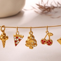 18K verguld waterdicht roestvrijstalen vintage schakels 3D vorm fruit thee collectie bedels hangers DIY ketting armband